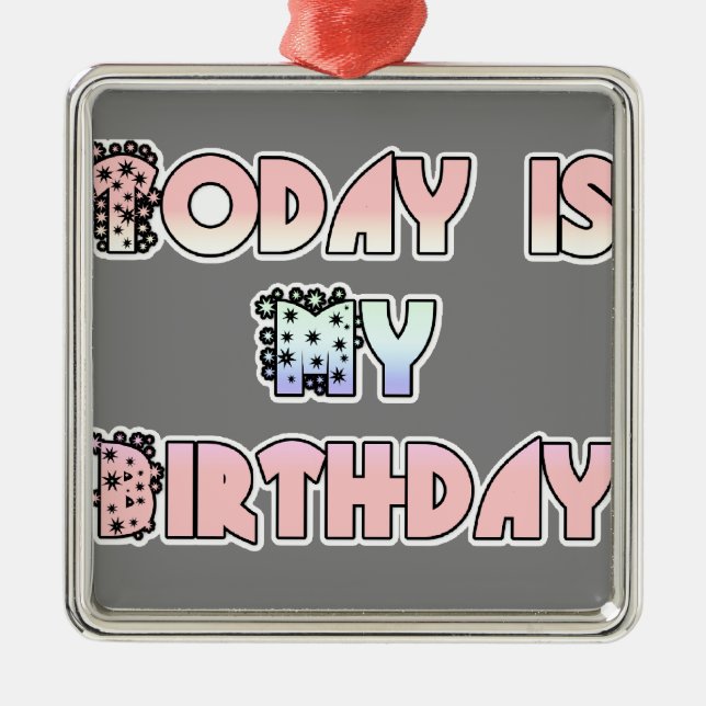 Today is My Birthday Baby Pink Art Print Metal Tree Decoration (Front)