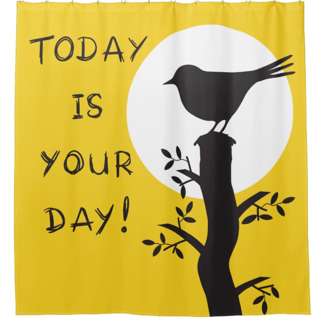 Today is your day - inspirational hand drawn quote shower curtain (Front)