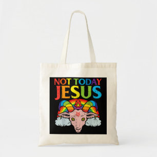 Today. Not Jesus Satan Goat. Satanic Rainbow. Tote Bag