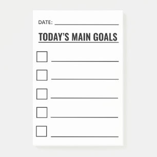 Today’s Main Goal Checklist White Post-it Notes
