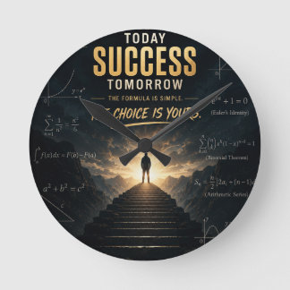 Today Success Tomorrow Motivational Math Classroom Round Clock