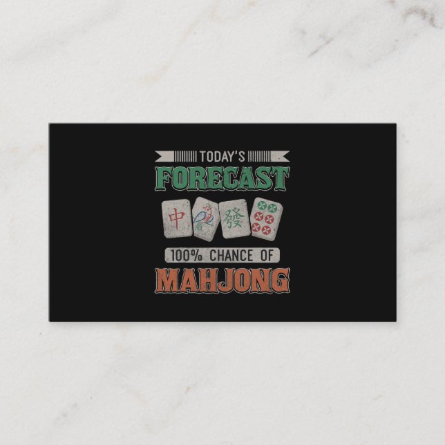 Todays Forecast 100 Chance of Mahjong Party Mahjon Business Card (Front)