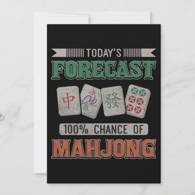 Todays Forecast 100 Chance of Mahjong Party Mahjon Invitation (Front)