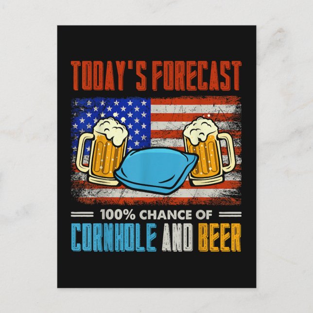 Today's Forecast Cornhole And Beer  Invitation Postcard (Front)