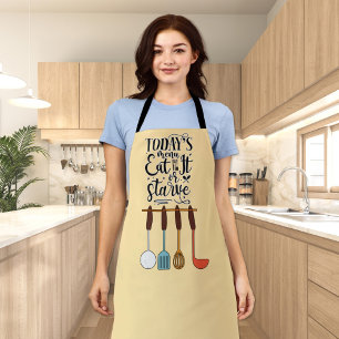 Today's Menu - Eat or Starve - Kitchen Utensils Apron