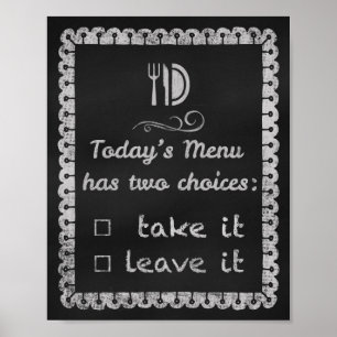 Today's Menu kitchen chalkboard art prints chalk