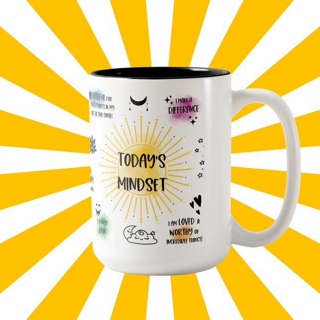 Today's Mindset Inspirational Two-Tone Coffee Mug (Today's Mindset Mug- Affirmations.)