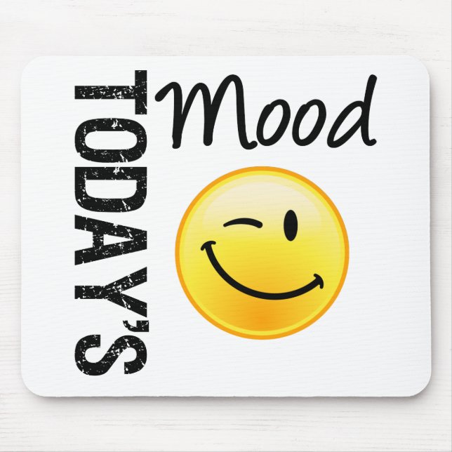 Today's Mood Emoticon Winking Mouse Pad (Front)