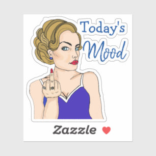 Today's Mood, Retro Lady Flipping the Bird