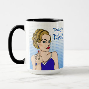Today's Mood, Retro Lady Flipping the Bird   Mug
