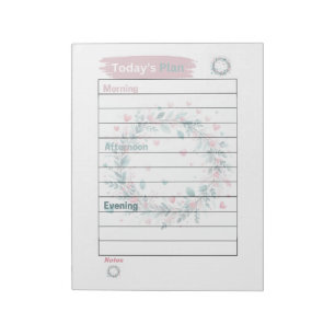 Today's Plan Pastel Pink and Green Floral Wreath Notepad