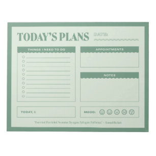 Today's Plans - A Daily Planner Notepad