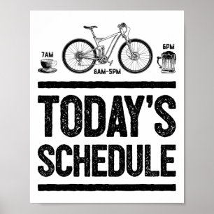 Today's Schedule Mountain Biking Cycling Vintage G Poster