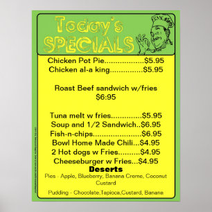 Today's Special Menu Poster - restaurant supplies