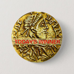 Today's Winner Gold Coin Medal Button