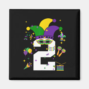 Toddler 2nd Birthday Mardi Gras Themed 2 Year Old Magnet