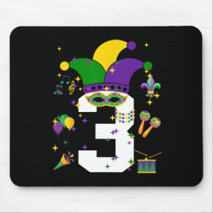 Toddler 3rd Birthday Mardi Gras Themed 3 Year Old  Mouse Pad