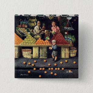 Toddler and Oranges 15 Cm Square Badge