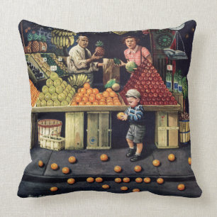 Toddler and Oranges Cushion