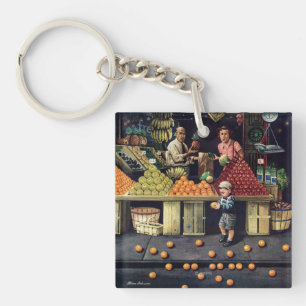 Toddler and Oranges Key Ring