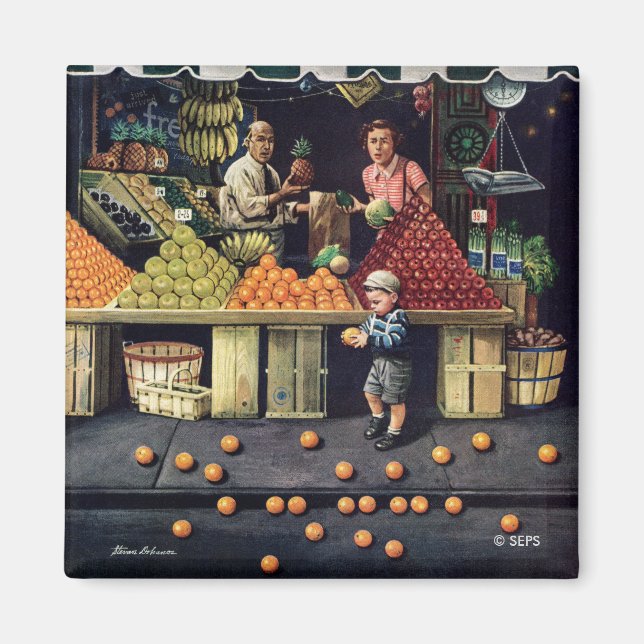 Toddler and Oranges Magnet (Front)
