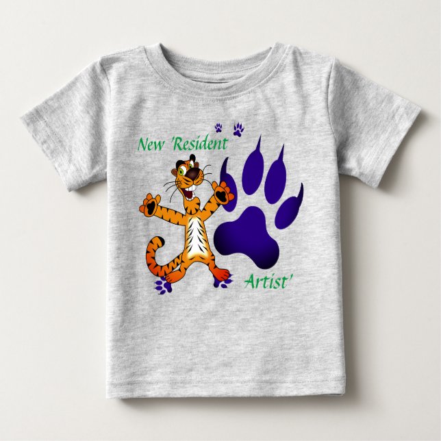 Toddler Baby Tiger Tracks Artful T-Shirt (Front)