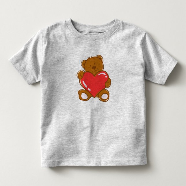 Toddler basic tshirt with teddy bear design  (Front)