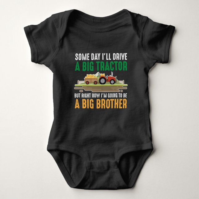 Toddler Big Brother Graphic Tractor Sibling Son Baby Bodysuit (Front)