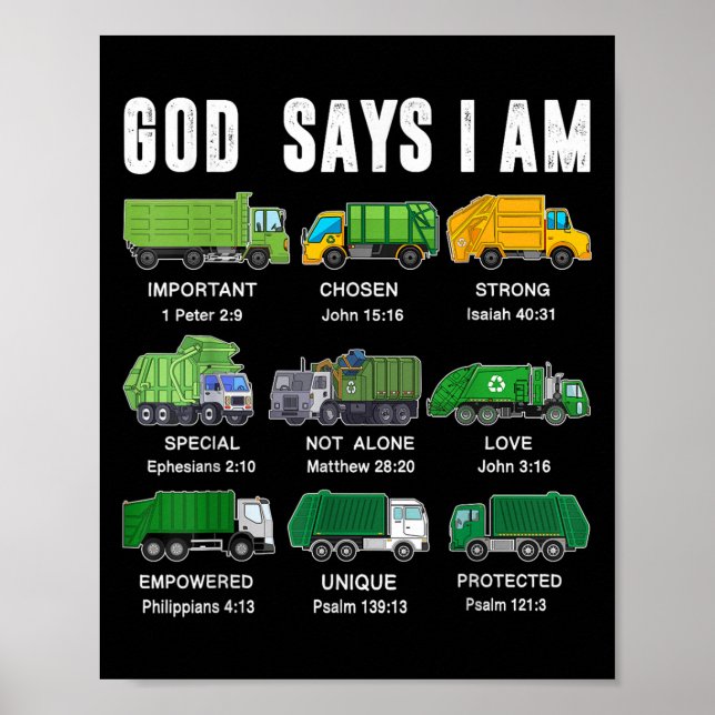 Toddler Boy God Says I Am Garbage Truck Jesus Brot Poster (Front)