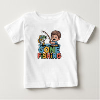 Toddler Boy Gone Fishing Funny Fish T-Shirt