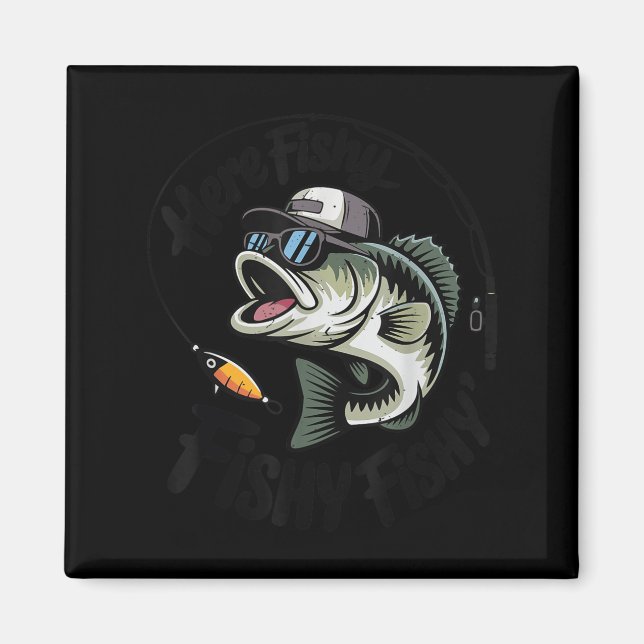 Toddler Boy Here-fishy Funny Fishing Buddy B Fishe Magnet (Front)
