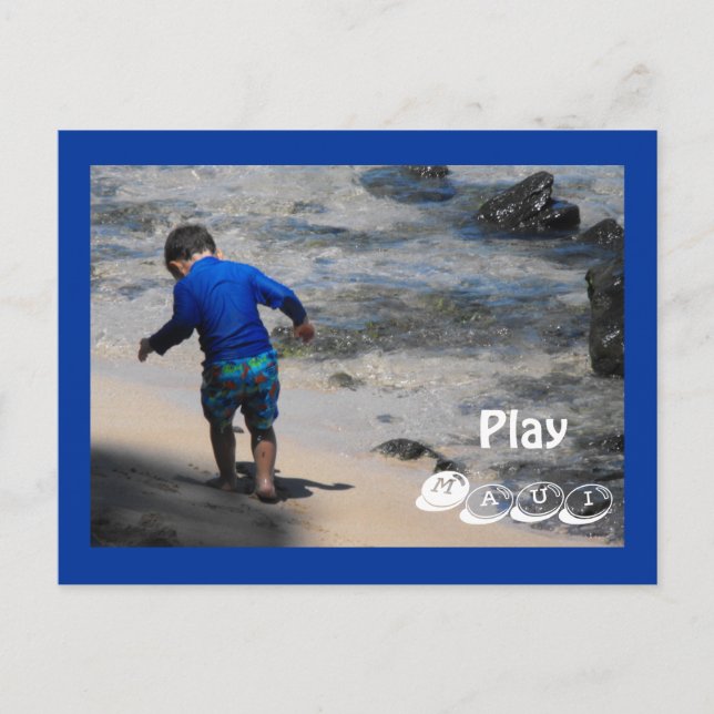 Toddler Boy Playing at Napili Bay, Maui, Hawaii Postcard (Front)