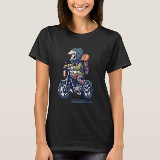 Toddler Boy Riding Motorcycle Back To School Kids T-Shirt (Front)
