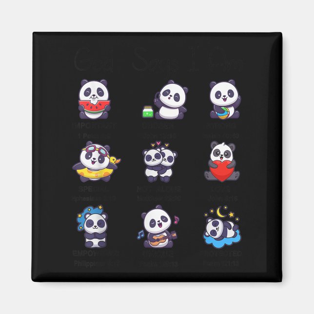 Toddler Boys Girl God Says Am Cute Panda Kid Chris Magnet (Front)