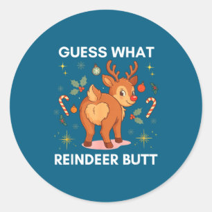 Toddler Christmas Ugly Sweater Guess What Reindeer Classic Round Sticker
