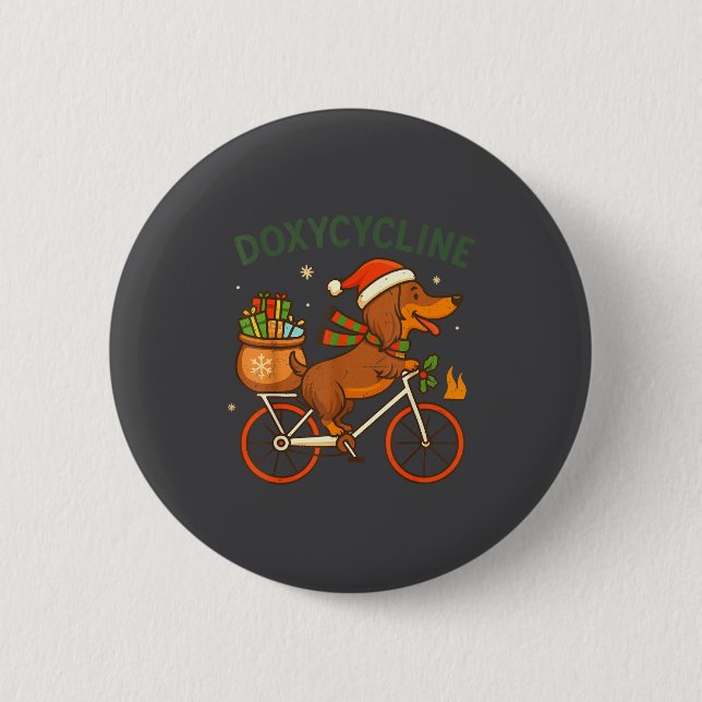 Toddler Doxycycline Long Hair Dachshund Christmas  6 Cm Round Badge (Front)