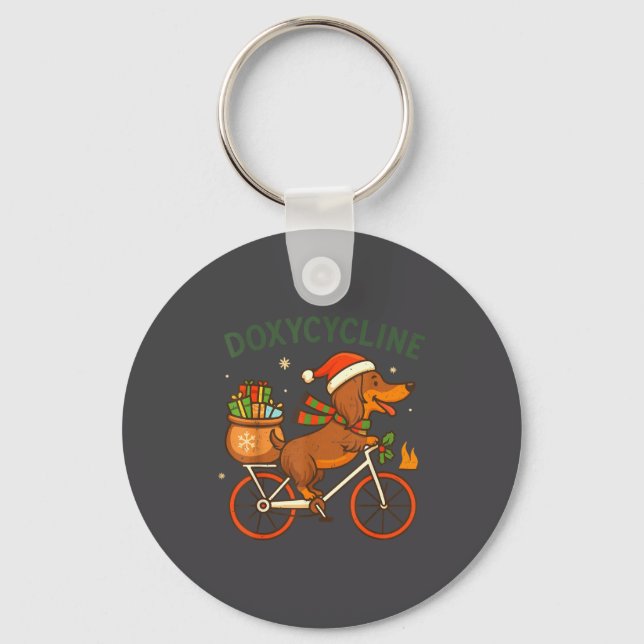 Toddler Doxycycline Long Hair Dachshund Christmas  Key Ring (Front)