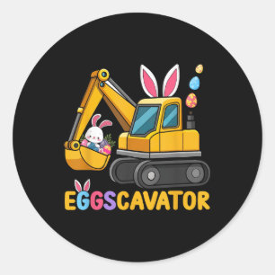 Toddler Easter Shirt Boys Kids Eggscavator Easter Classic Round Sticker