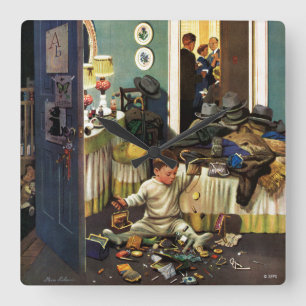 Toddler Empties Purses Square Wall Clock