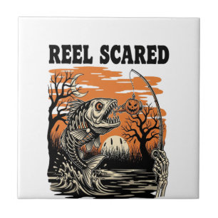 Toddler Fishing Halloween Ceramic Tile