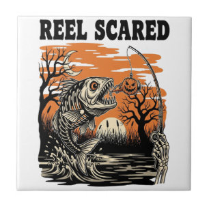 Toddler Fishing Halloween Ceramic Tile