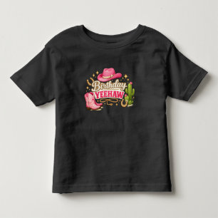 Toddler Girl Birthday Yeehaw Shirt Pink tee