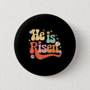 Toddler Girl He Is Risen Christian Easter Groovy G 6 Cm Round Badge