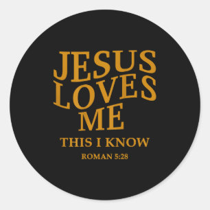 Toddler Girl Jesus Loves Me This I Know Christian Classic Round Sticker