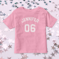 Toddler Girl Name Jersey Number Sports Pink Cotton