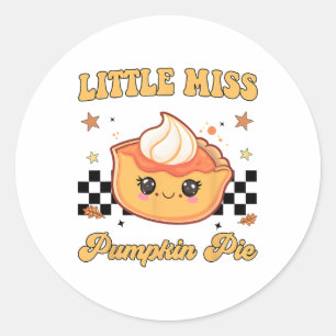 Toddler Girl Thanksgiving Little Miss Pumpkin Pie Classic Round Sticker