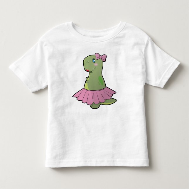 Toddler Girls Dinosaur T-Rex Dress T-Shirt (Front)