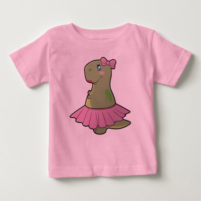 Toddler Girls Dinosaur T-Rex Ruffled Shirt (Front)