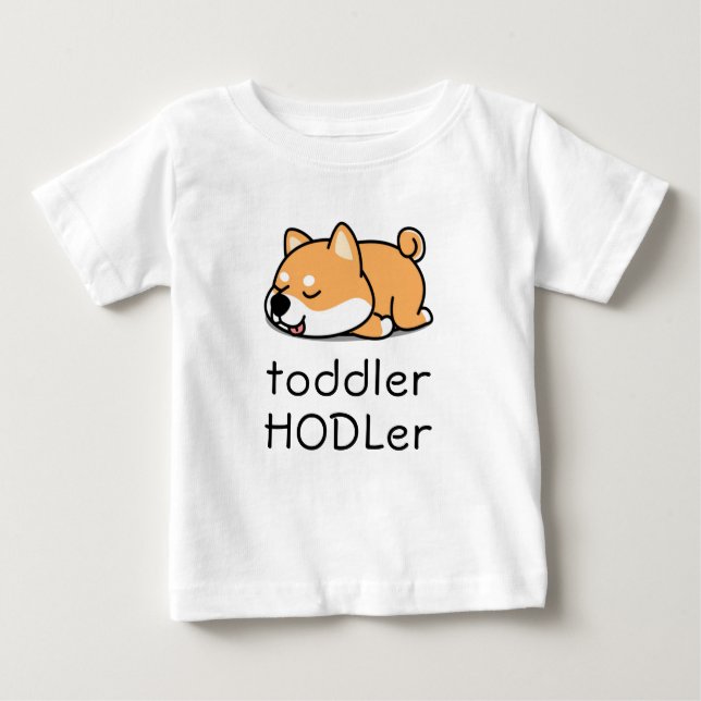 Toddler HODLer Dogecoin Crypto Cute Baby Shiba Inu Baby T-Shirt (Front)