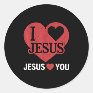 Toddler I Love Jesus Loves You Me Christian God So Classic Round Sticker